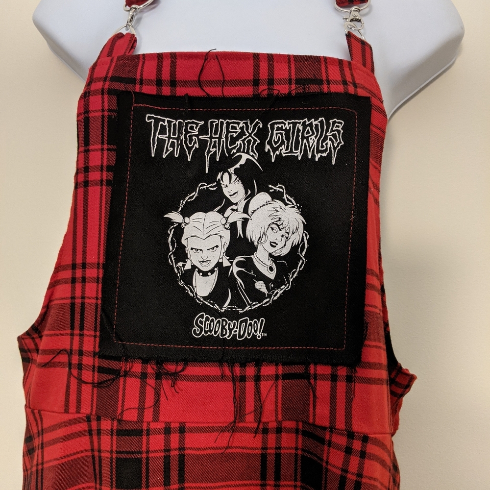 Scooby Doo Red Plaid Pinafore Punk Dress L - Picture 3 of 6